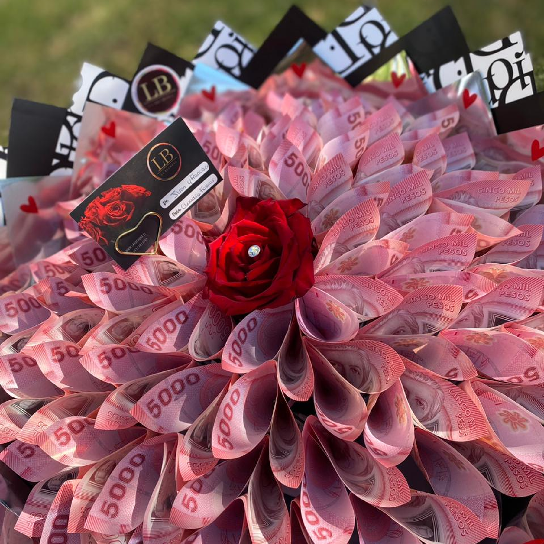 Ramo de Billetes con Rosas Natural  3