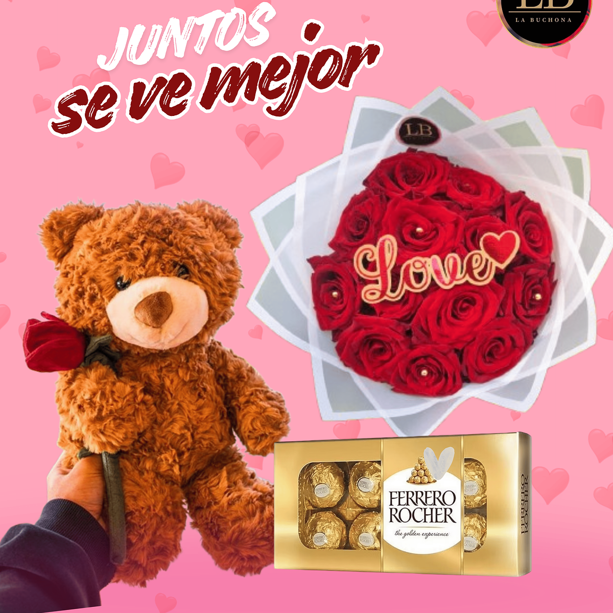  osito con flor + Ramo LOVE  1