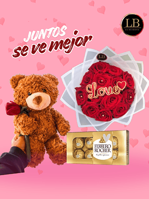  osito con flor + Ramo LOVE 