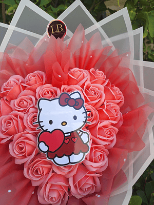 Ramo de corazon estilo Hello Kitty 