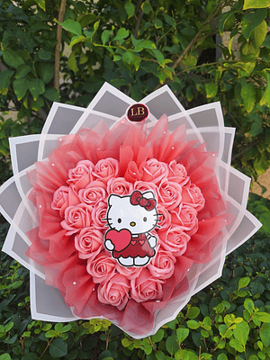 Ramo de corazon estilo Hello Kitty 
