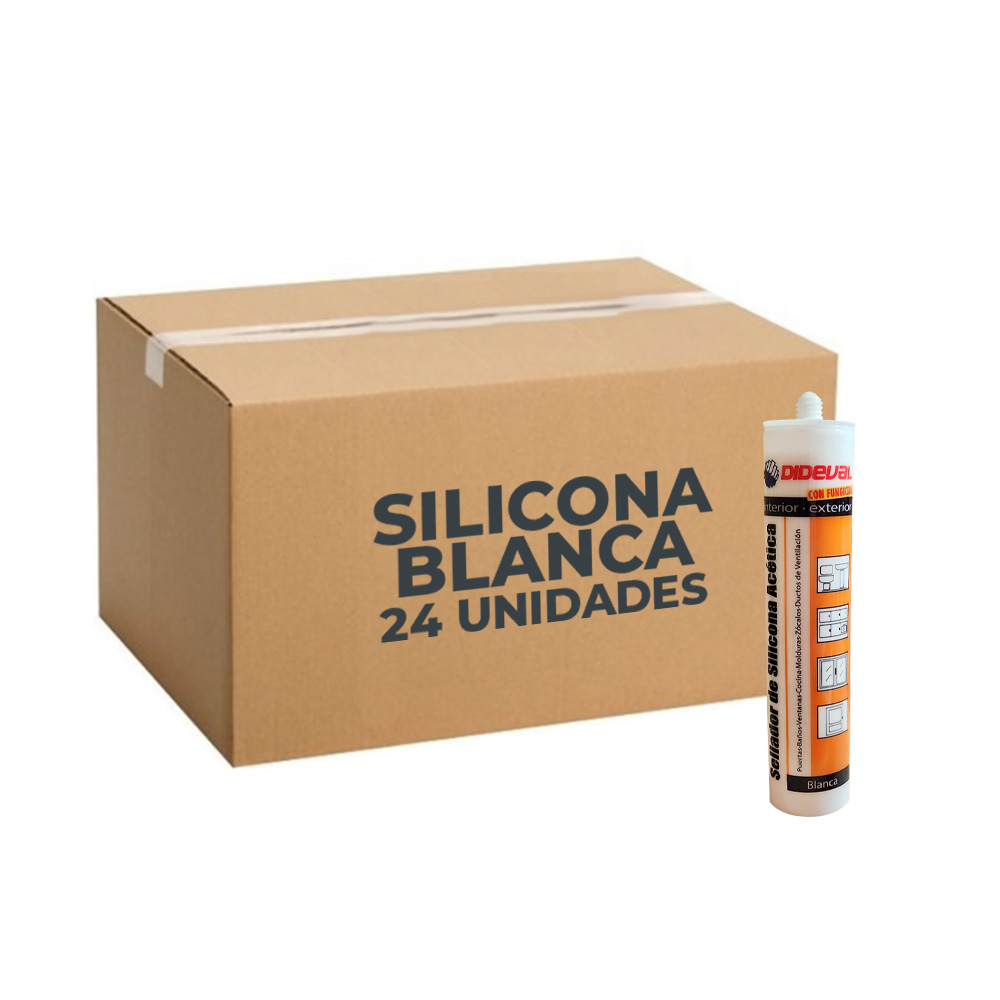 24 unidades Silicona Acética Blanca con fungicida interior y exterior 280ml