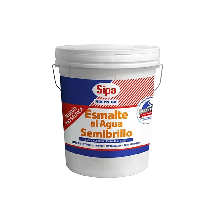Esmalte al Agua Semibrillo Blanco Sipa 4 Galones | Interior y Exterior 1