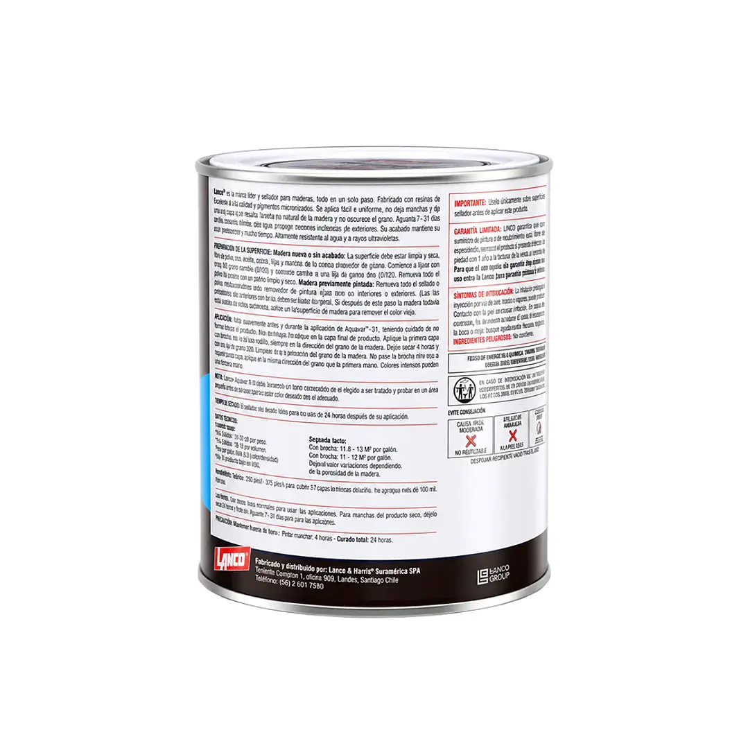 Barniz Tinte y Sellador Transparente Aquavar 3 en 1 - Lanco – 1/4 Galón 3