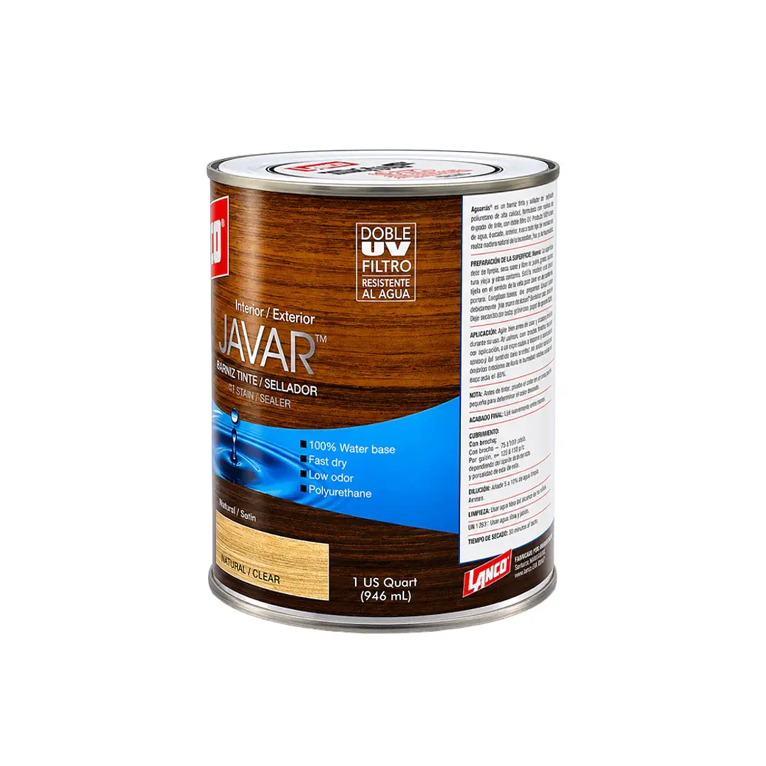 Barniz Tinte y Sellador Transparente Aquavar 3 en 1 - Lanco – 1/4 Galón 2