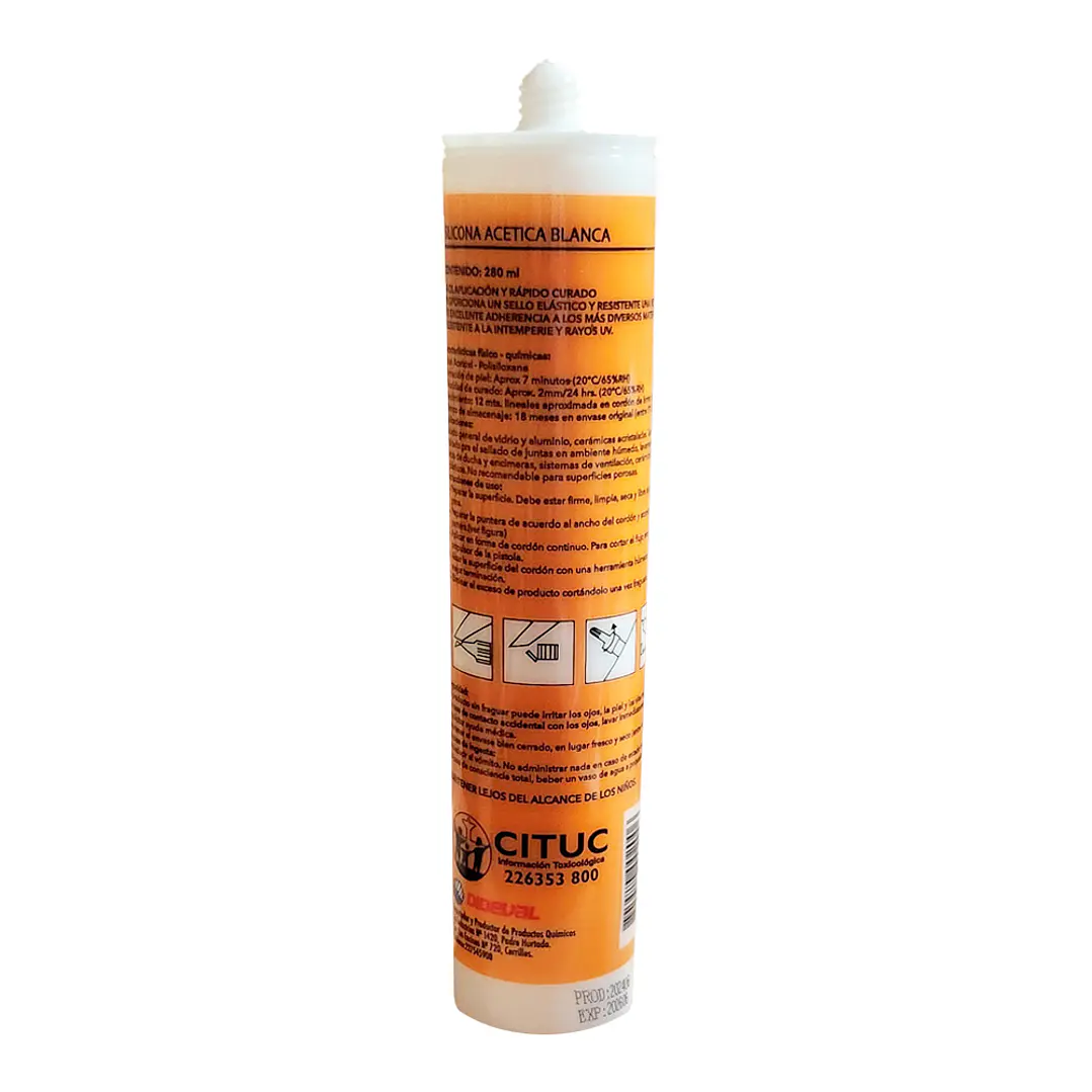 Silicona Acética Blanca Fungicida 280ml 2