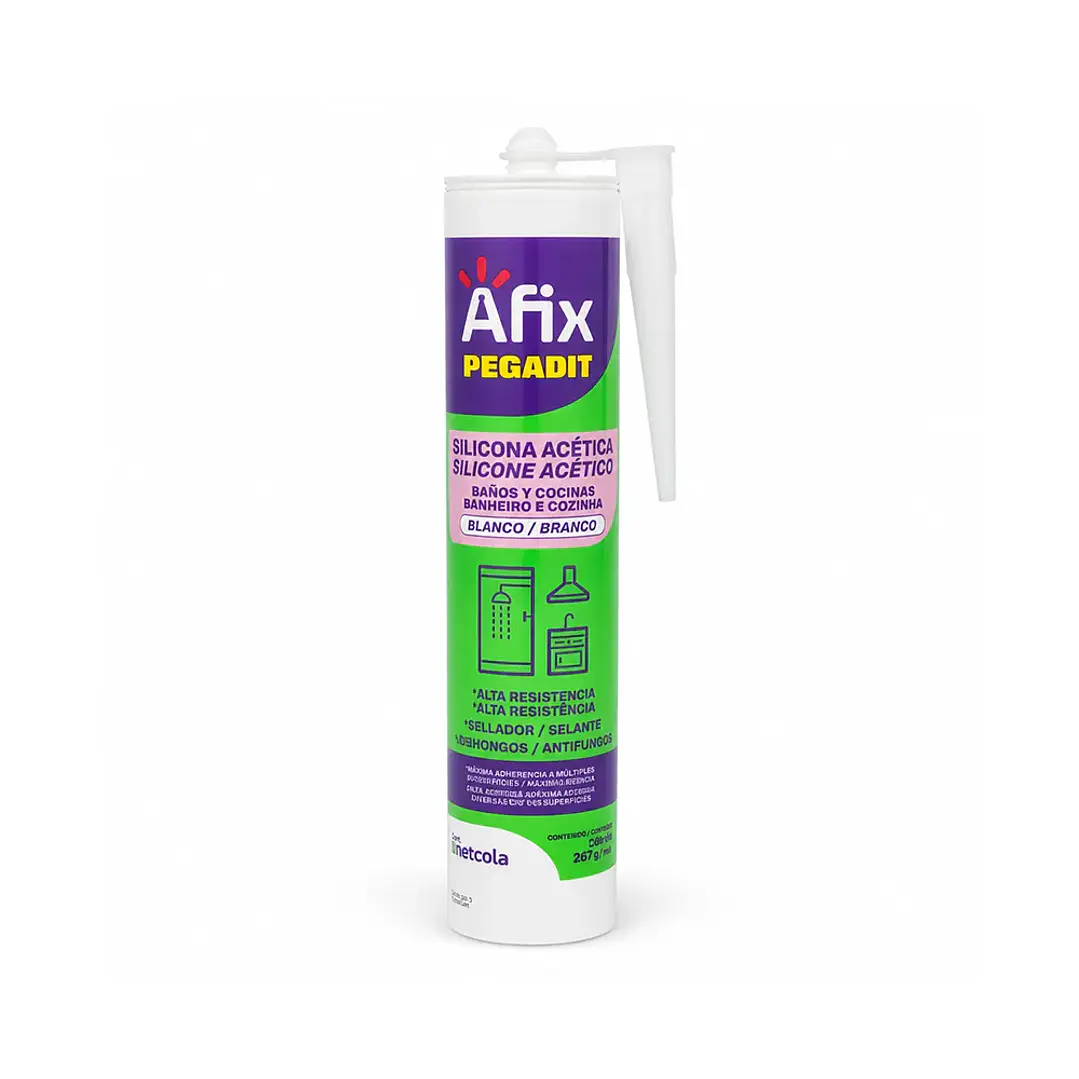 Silicona Baño y Cocina Afix Blanca 280 ml – Caja 12 Unidades 3
