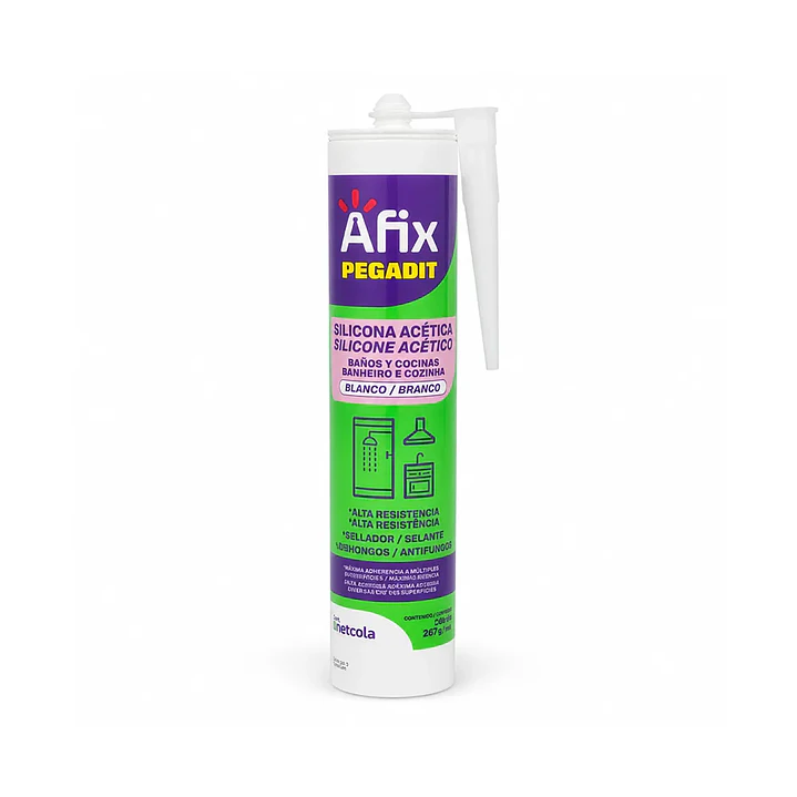 Silicona Baño y Cocina Afix Blanca 280 ml – Caja 12 Unidades 3