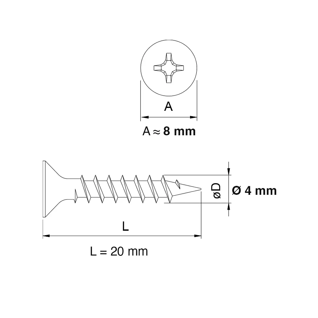 Tornillo Aglomerado (Chipboard) M4 x 20mm - 100 Unid. 4