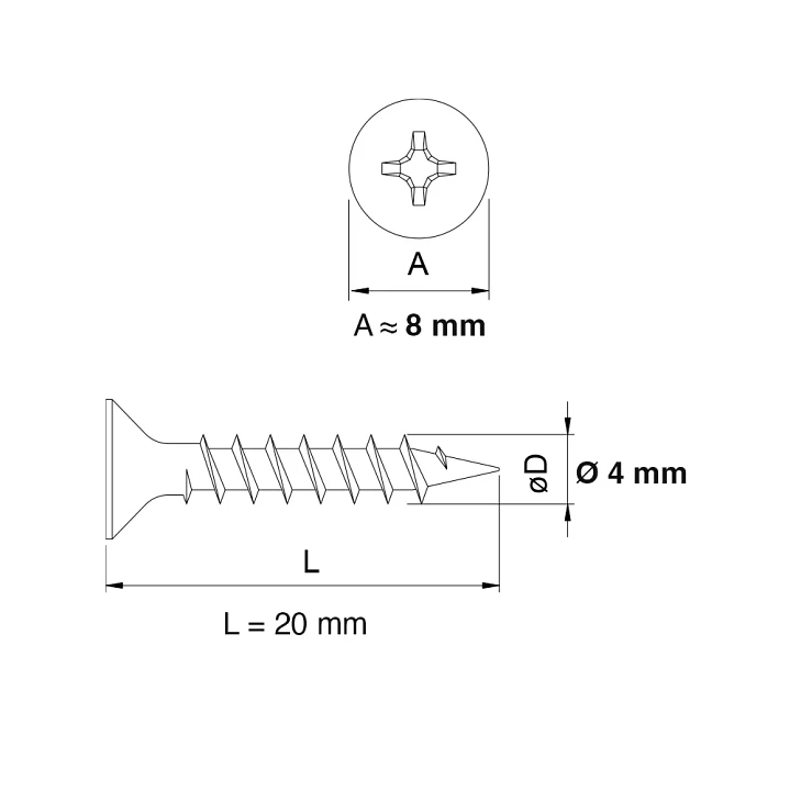 Tornillo Aglomerado (Chipboard) M4 x 20mm - 100 Unid. 4