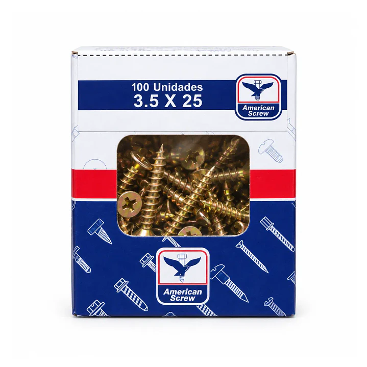 Tornillo Aglomerado (Chipboard) 3,5 x 25mm American Screw - 100 Unid. 1