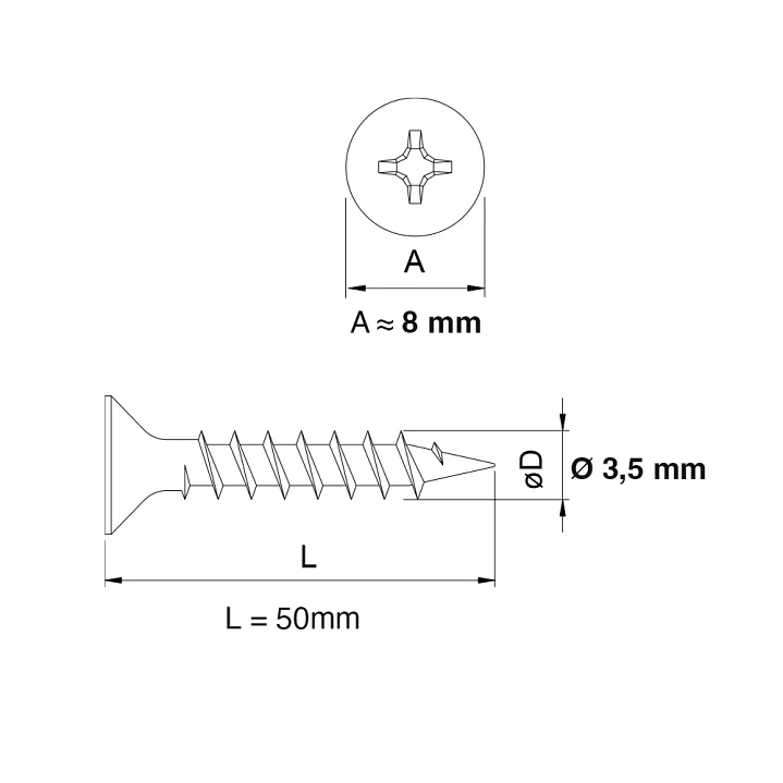 Tornillo Aglomerado (Chipboard) 3,5 x 50mm American Screw - 100 Unid. 4
