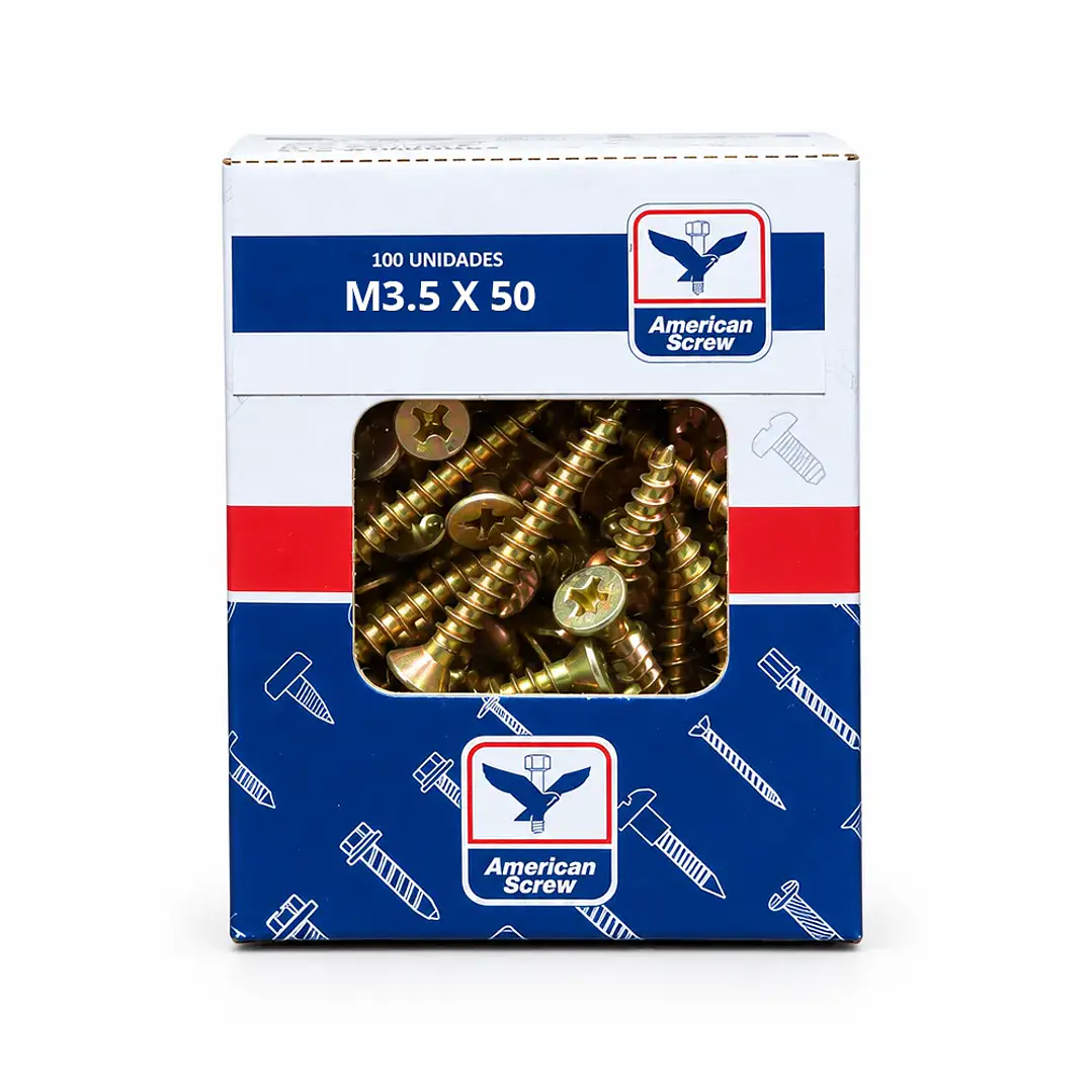 Tornillo Aglomerado (Chipboard) 3,5 x 50mm American Screw - 100 Unid. 1
