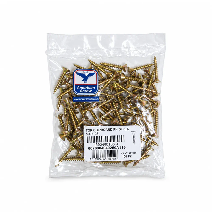 Tornillo Aglomerado (Chipboard) M4 x 25mm American Screw - 100 Unid. 1