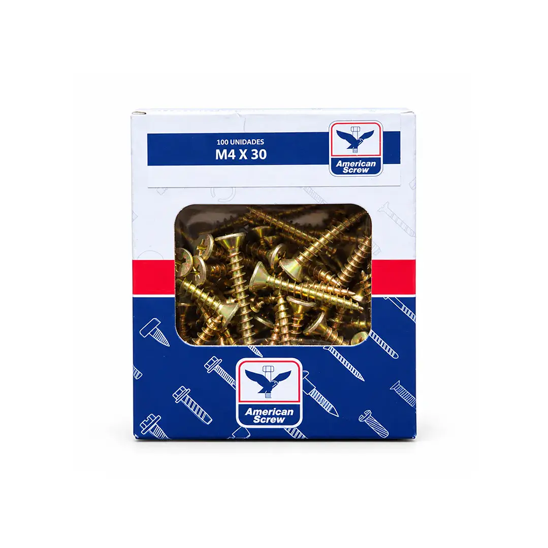 Tornillo Aglomerado (Chipboard) M4 x 30mm American Screw - 100 Unid. 1