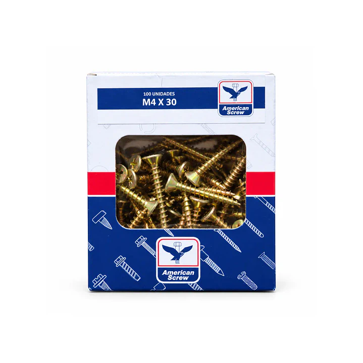 Tornillo Aglomerado (Chipboard) M4 x 30mm American Screw - 100 Unid. 1