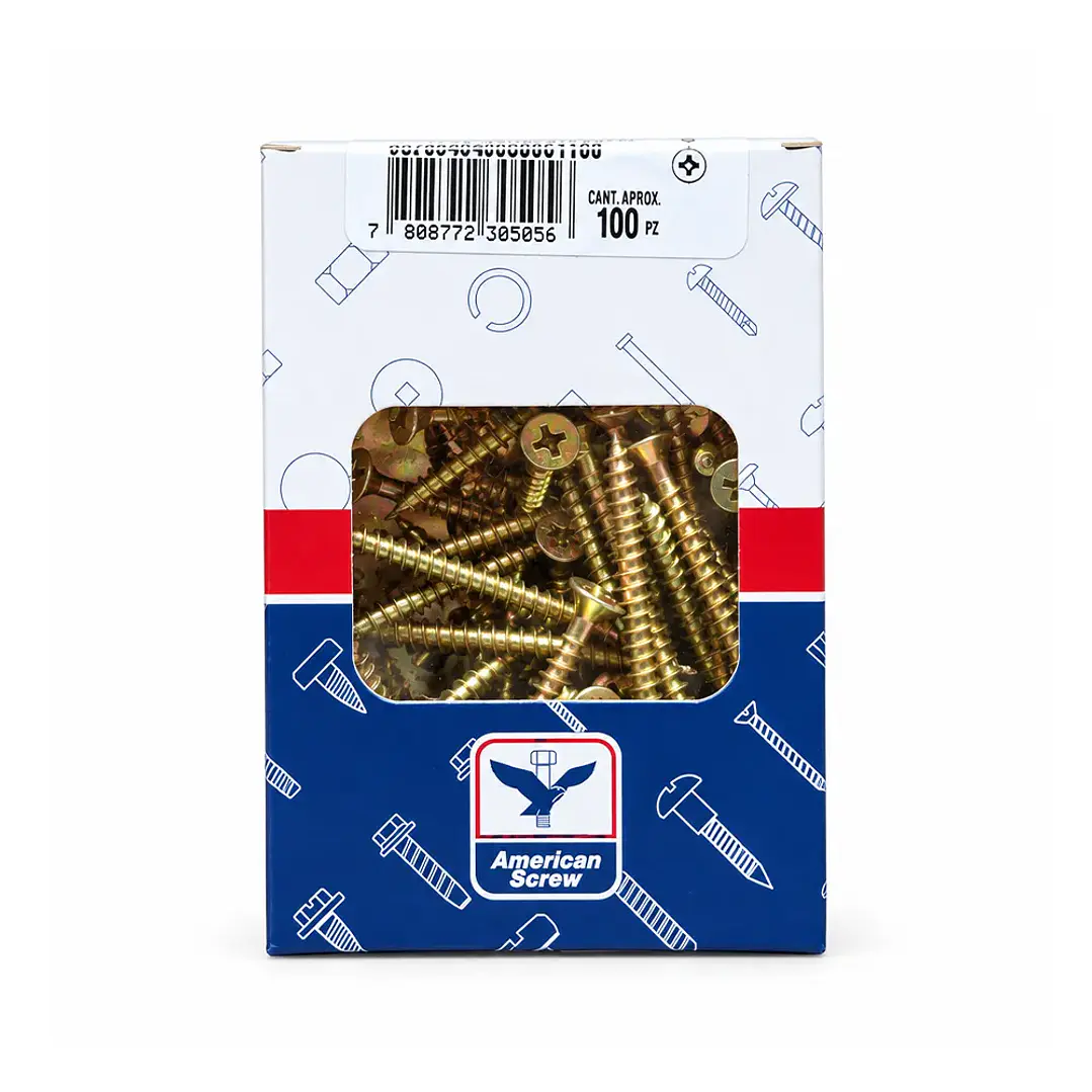 Tornillo Aglomerado (Chipboard) M4 x 50mm American Screw - 100 Unid. 1