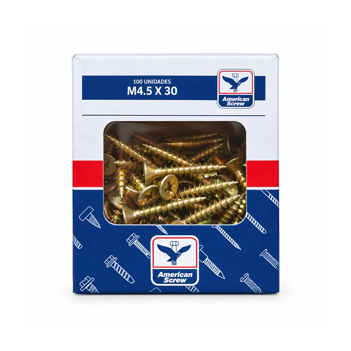 Tornillo Aglomerado (Chipboard) 4,5 x 30mm American Screw - 100 Unid. 1