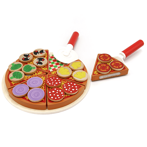 Pizza con accesorios para cortar y servir Juguetes de Madera