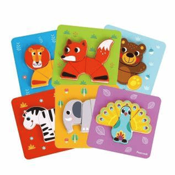 Puzzle 6 en 1 animales - Tooky Toy 