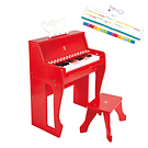 Piano rojo con taburete - Aprende con las luces - Hape Juguetes de Madera