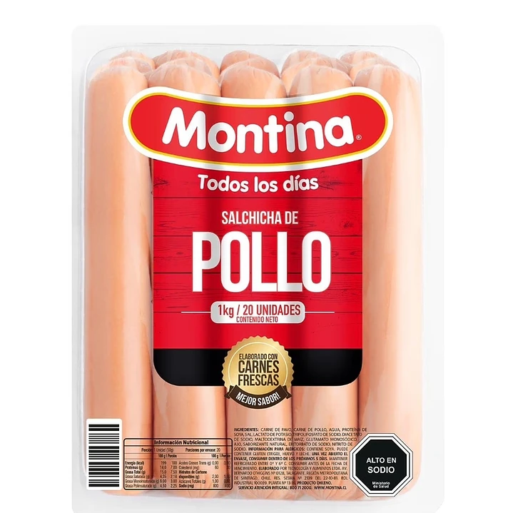 SALCHICHA DE POLLO MONTINA KILO 1