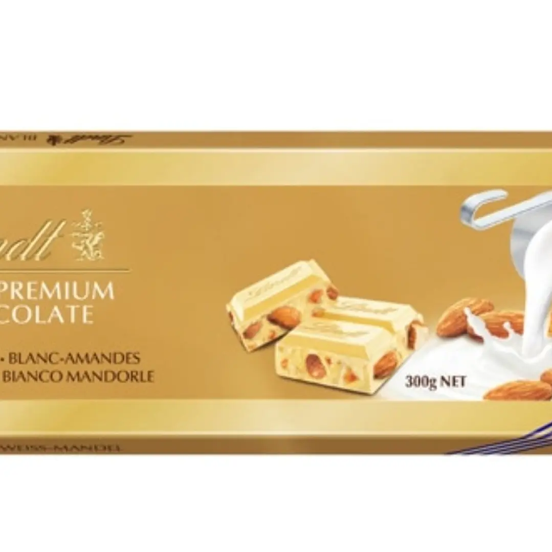 LINDT, CHOCOLATE BLANCO CON ALMENDRAS 300 GRS 1