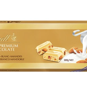 LINDT, CHOCOLATE BLANCO CON ALMENDRAS 300 GRS