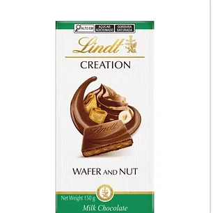LINDT, CHOCOLATE CREATION WAFER AND NUTS, 150 GRS