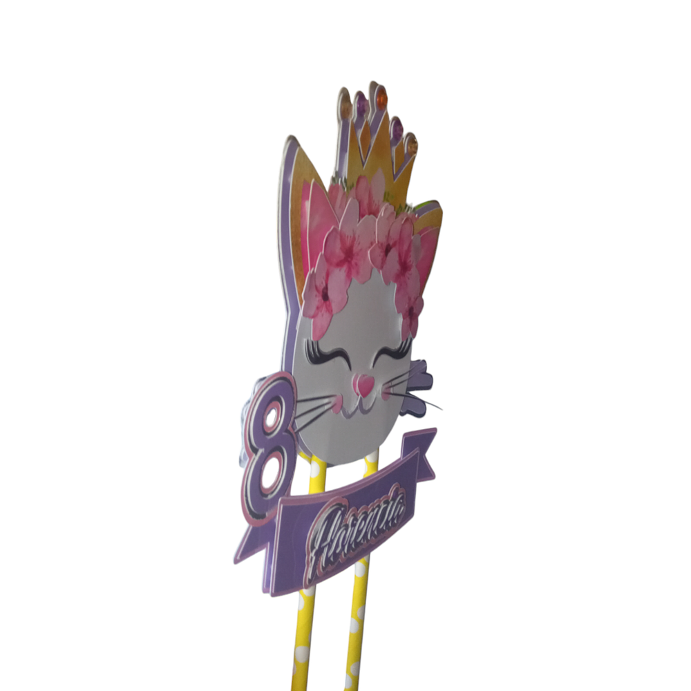 Cake Topper Gato Lila Adorno de Torta