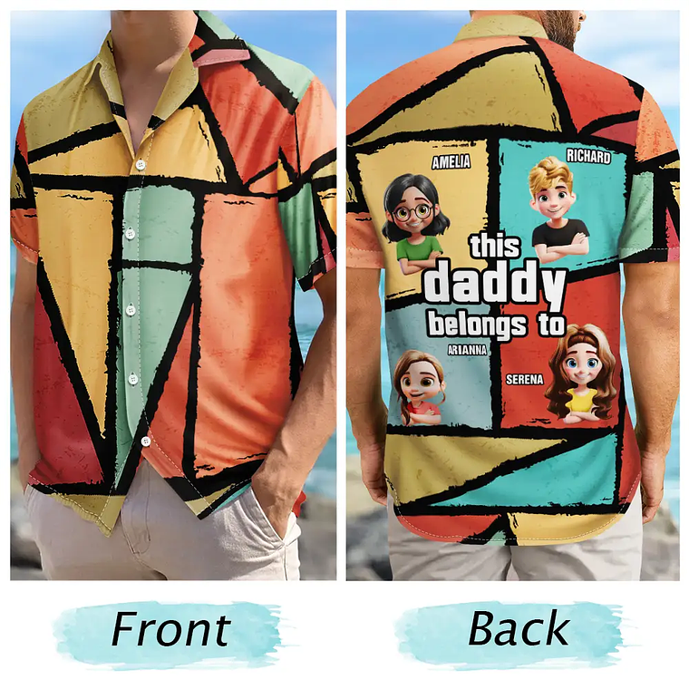 3D Cartoon Kid This Papa Grandpa Dad Belong To - Personalized Hawaiian Shirt 5