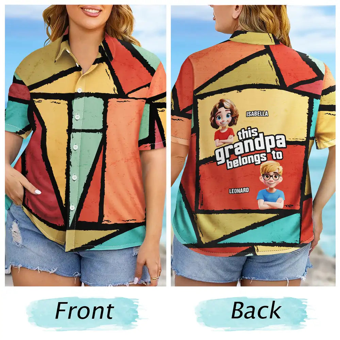 3D Cartoon Kid This Papa Grandpa Dad Belong To - Personalized Hawaiian Shirt 6