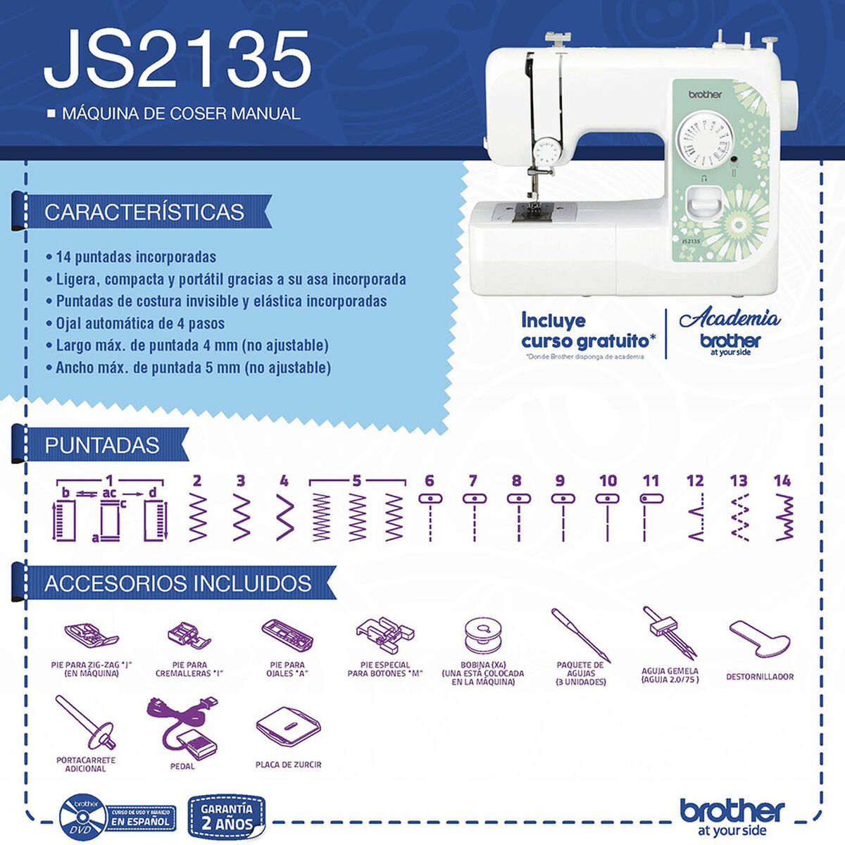 Máquina de Coser Brother JS2135 – Ideal para Principiantes y Manualidades 5
