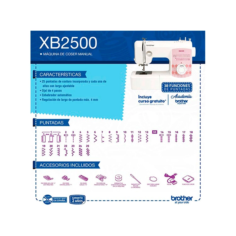 Máquina de Coser Brother XB2500 – Doméstica y para Emprendimientos, 25 Puntadas y Brazo Libre 5