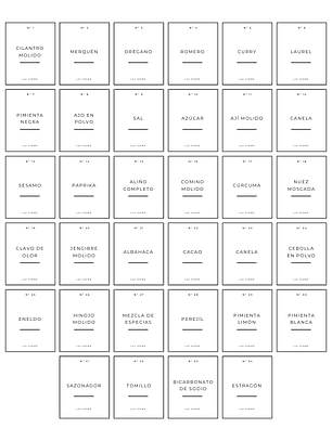 Pack 34 Etiquetas Condimentos Impermeables