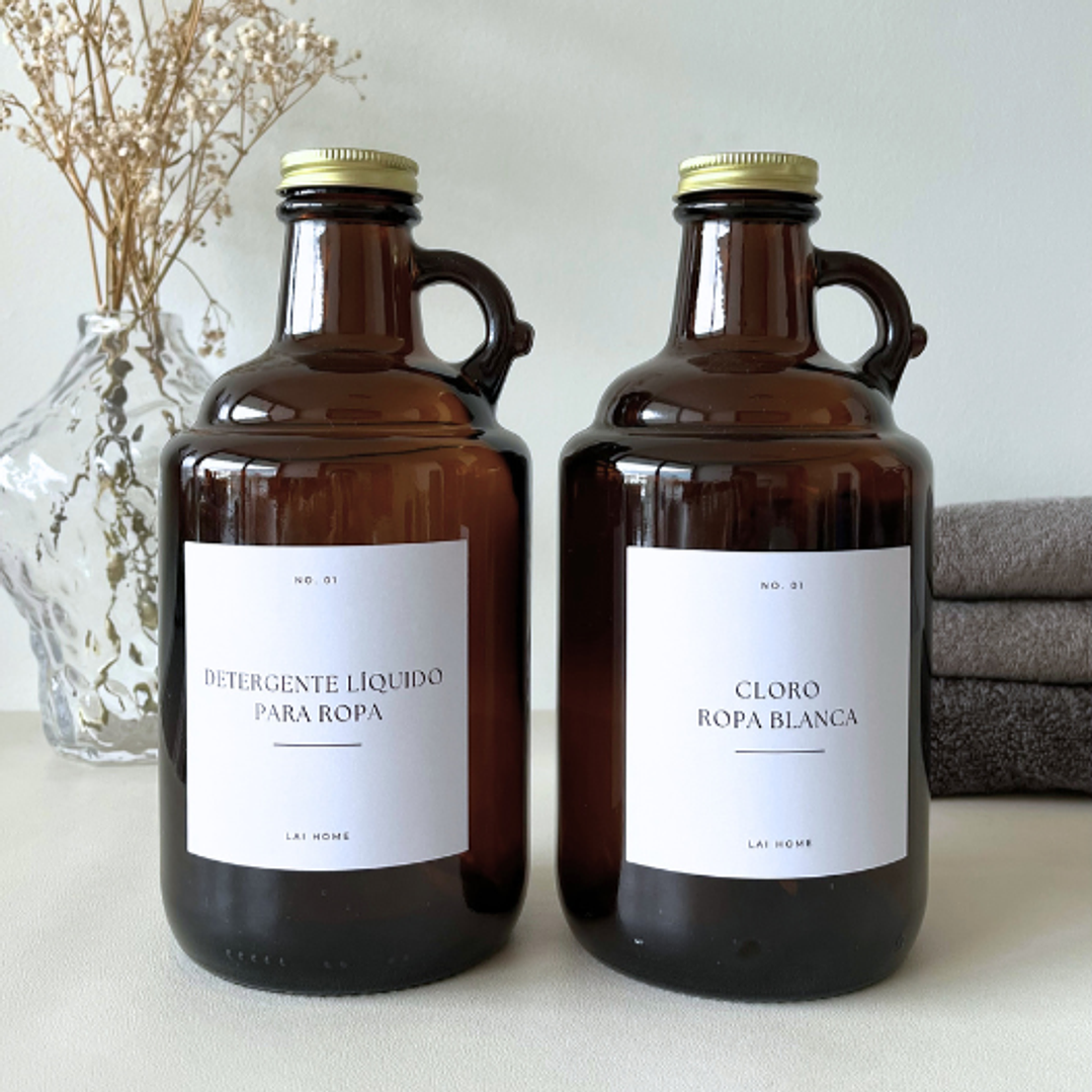 Pack 2 Botellones Ambar Vidrio 1 L 1