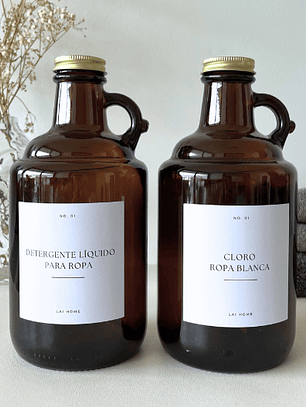 Pack 2 Botellones Ambar Vidrio 1 L