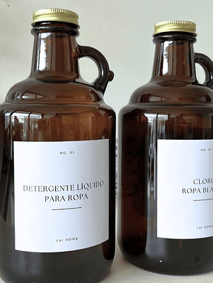 Pack 2 Botellones Ambar Vidrio 1 L