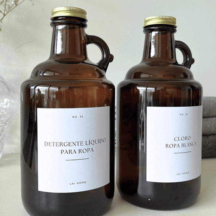 Pack 2 Botellones Ambar Vidrio 1 L 2