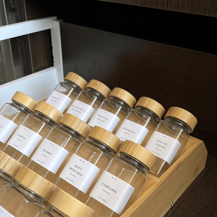 Set 15 Especieros Cocina + Rack + 34 Etiquetas 3