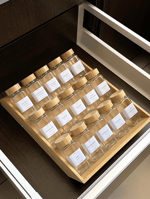 Set 15 Especieros Cocina + Rack + 34 Etiquetas