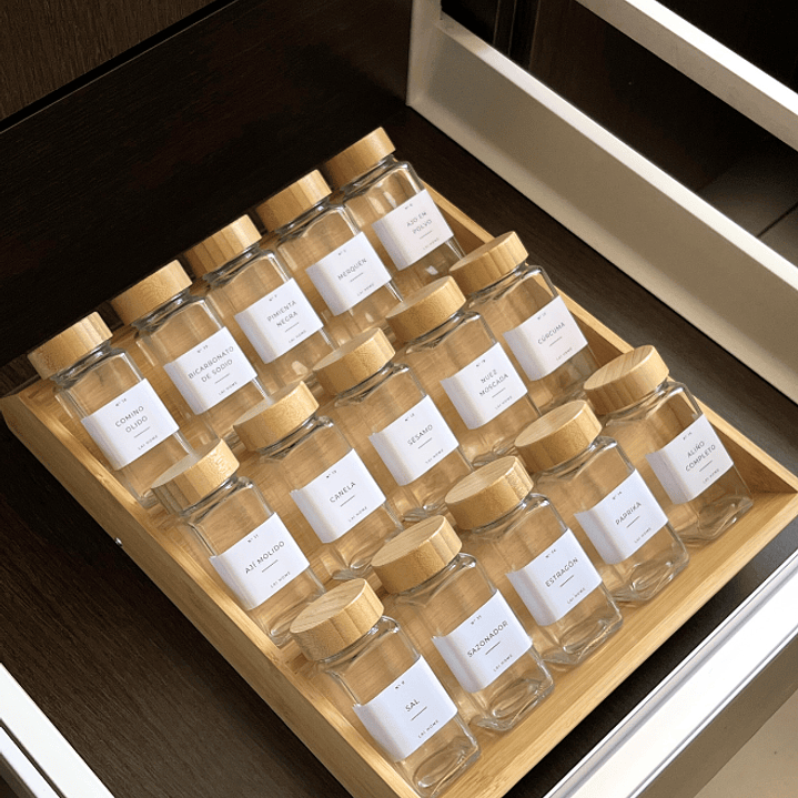Set 15 Especieros Cocina + Rack + 34 Etiquetas 1