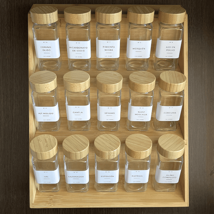 Set 15 Especieros Cocina + Rack + 34 Etiquetas 2