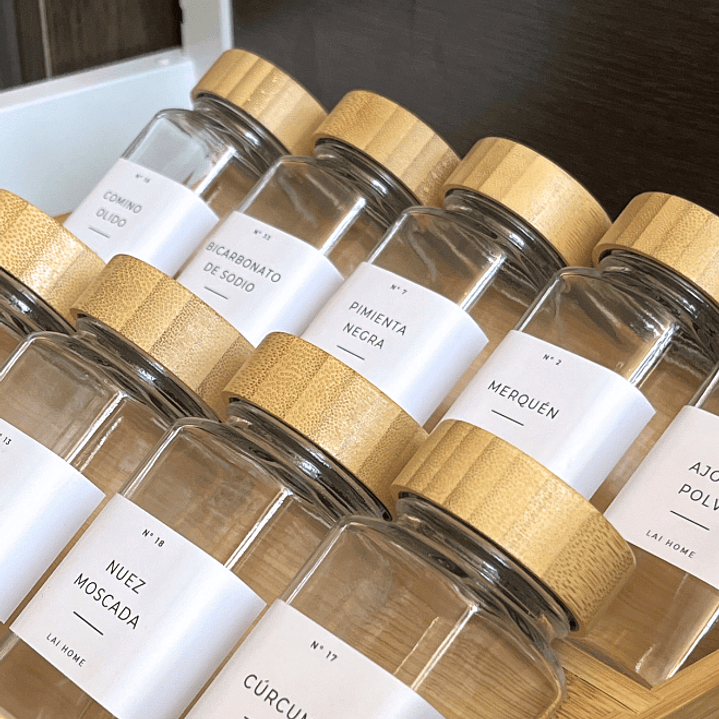 Set 15 Especieros Cocina + Rack + 34 Etiquetas 5