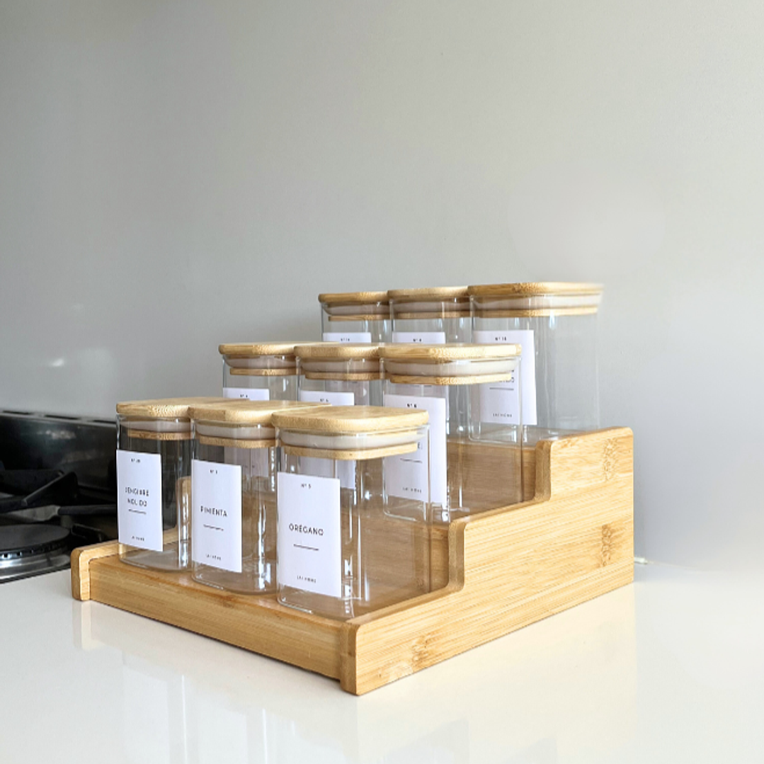 Set 9 Especieros Cocina + Rack Extensible + 34 Etiquetas 3
