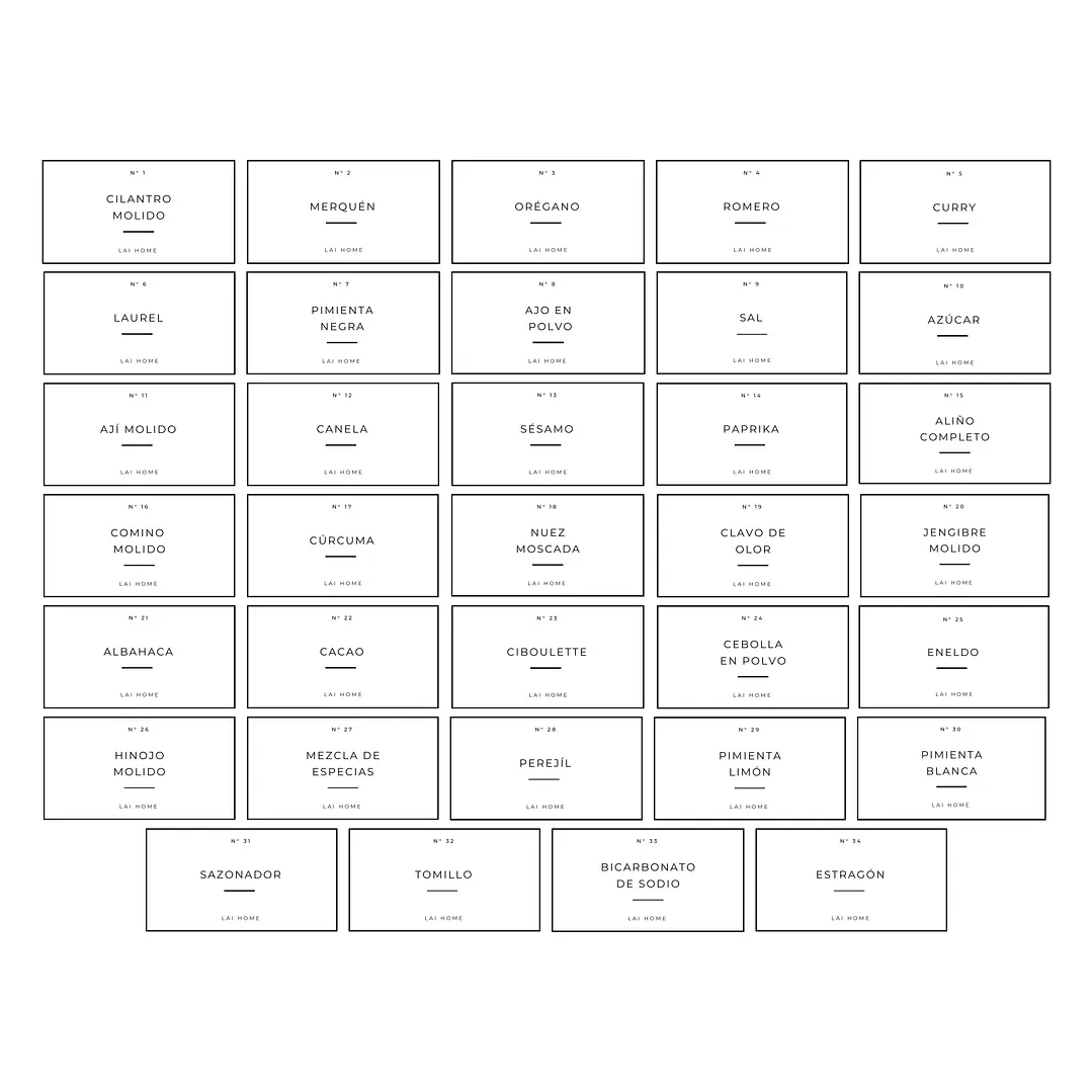 Set 15 Especieros Cocina + Rack + 34 Etiquetas 6
