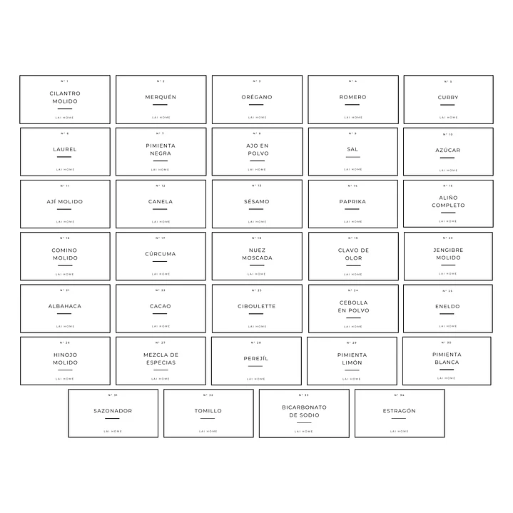 Set 15 Especieros Cocina + Rack + 34 Etiquetas 6
