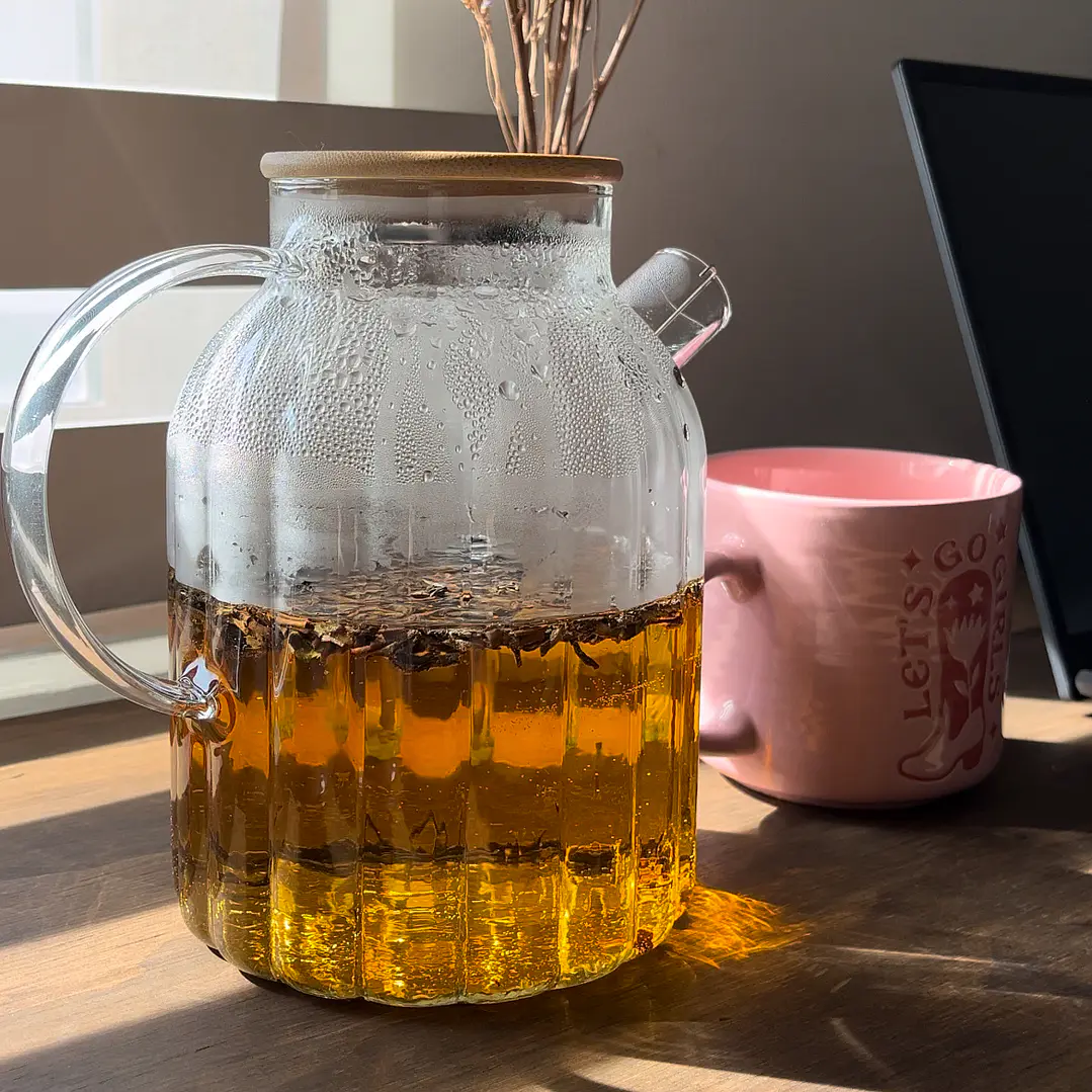 Tetera De Vidrio Con Tapa Bambú 1800 ML 1