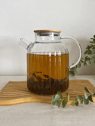 Tetera De Vidrio Con Tapa Bambú 1800 ML
