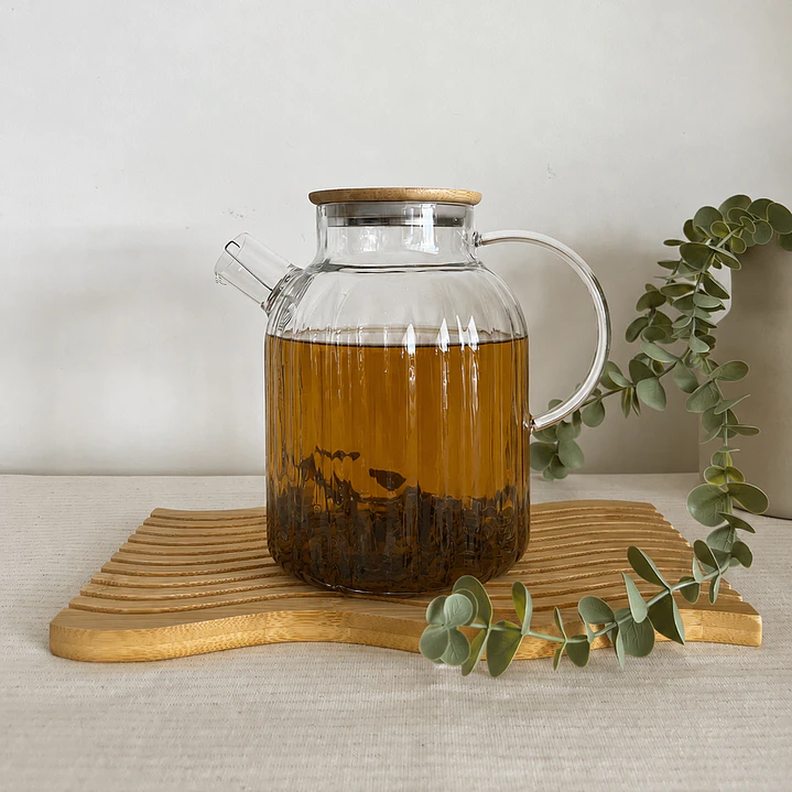 Tetera De Vidrio Con Tapa Bambú 1800 ML 1